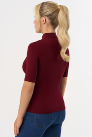 Babell Layla bluzka ze stójką i krótkim rękawem bordo