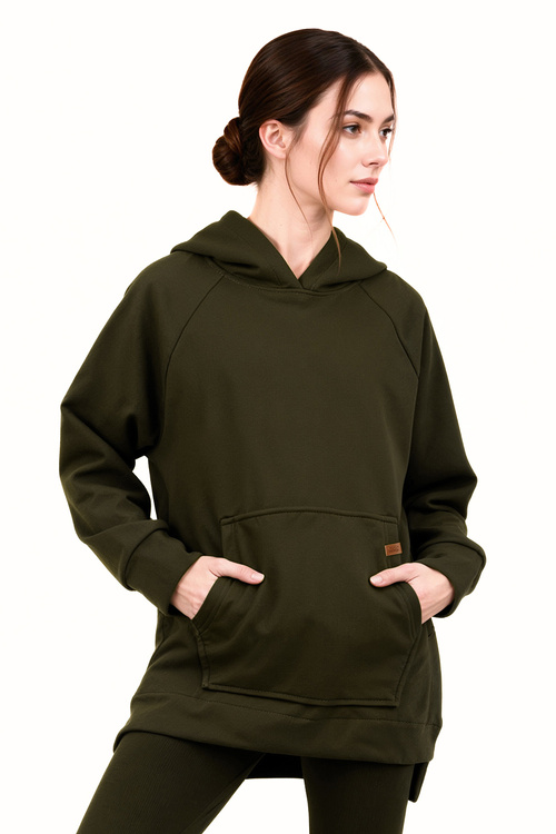 Vivisence 9006 bluza z kapturem, miękka bawełna zielony