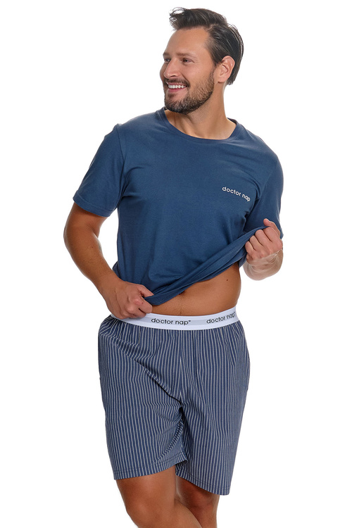Doctor Nap PMB.7424 piżama męska bawełniana krótka denim blue