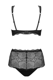 Obsessive Klarita 2-pcs set Nocna komplet biustonosz + figi, czarny
