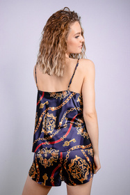 Nocna komplet top + szorty Dkaren DK-KK-014 granat-wzór