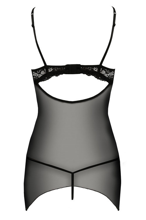 Passion Veronique chemise Nocna komplet koszulka + stringi, black