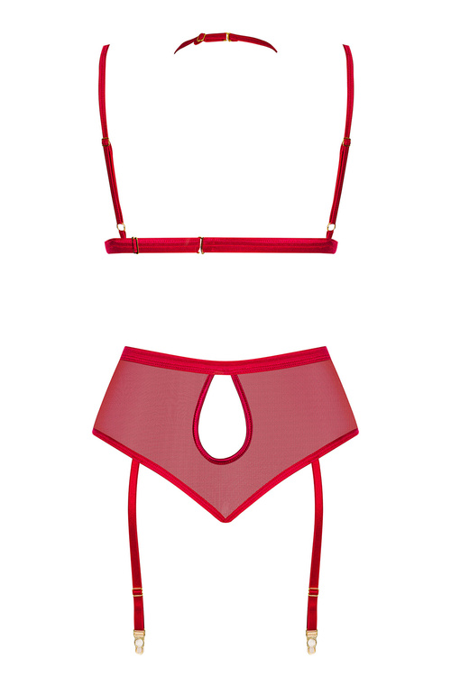 Beauty Night Cristalyn komplet biustonosz i figi z troczkami cherry