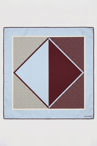 Vivisence S65-007 apaszka jedwabna geometryczna niebieski/brązowy