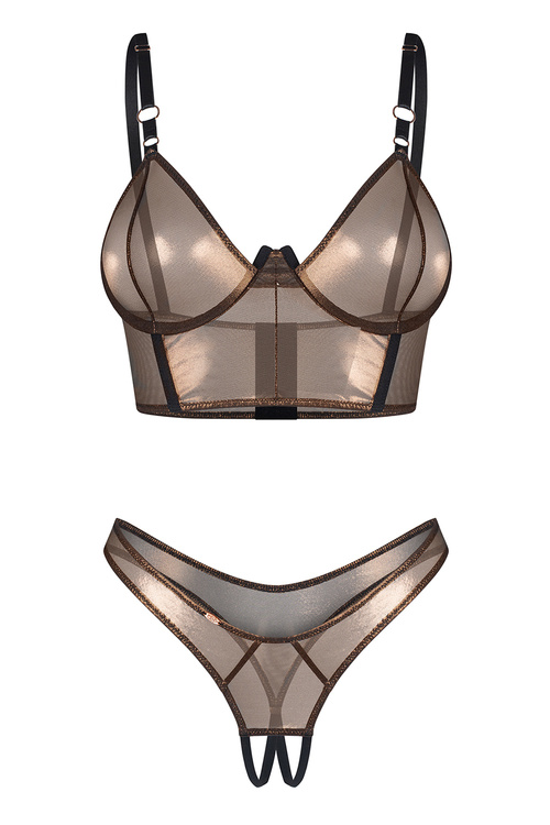 Komplet top + stringi Obsessive Soranna top & crotchless thong black