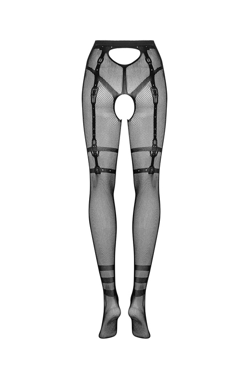 Wyrób pończoszniczy rajstopy Obsessive Crotchless Tights S123 czarny