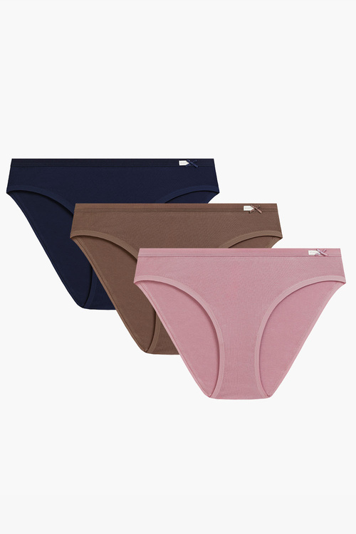 Atlantic 3CLP-002 figi klasyczne 3-pack miękka dzianina, róż/granat/brąz jasny