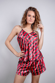 Nocna komplet top + szorty Dkaren DK-KK-012 czerwono-czarny
