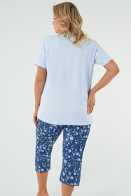 Piżama Italian Fashion Agalia kr.r. sp.3/4 niebieski/druk
