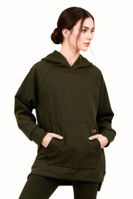 Vivisence 9006 bluza z kapturem, miękka bawełna zielony