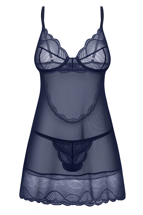 Obsessive Nightly Blue chemise koszulka i stringi navy blue