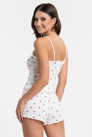 Moraj PDD3100-002 piżama top na ramiączkach i szorty patt 1 -cherry