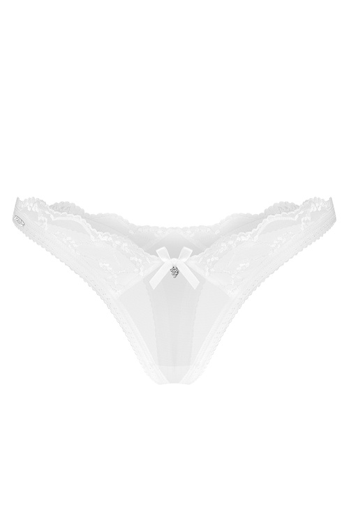 Obsessive Weddya 3 pcs set komplet biustonosz i stringi z paskami white