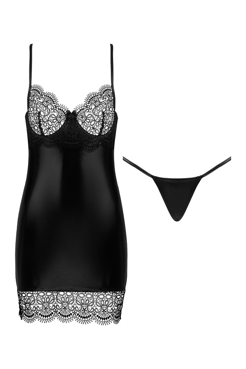 Komplet koszulka + stringi Beauty Night Adelia chemise BN6692 black