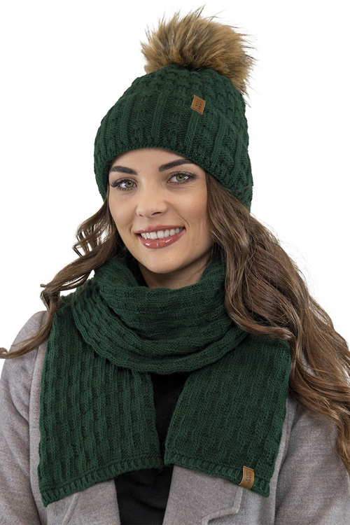 Komplet czapka+szalik+rękawiczki Vivisence 7015 Kmpl+R zielony