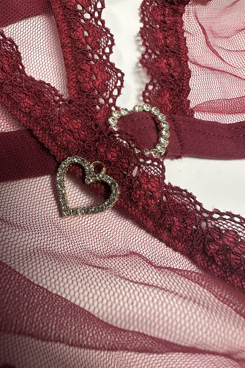 Komplet biustonosz + stringi Passion Belissana set burgundy