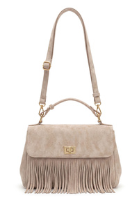 Vivisence T0036 torebka do ręki z frędzlami taupe