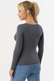 Babell Manati bluzka wiskozowa z długim rękawem stalowy