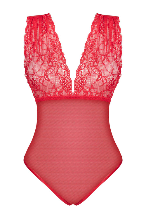 Beauty Night Veronica teddy body z koronką i siateczką red