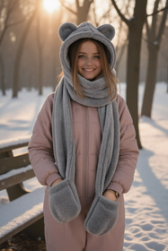 Nakrycie głowy kaptur Vivisence 70107 szary jasny