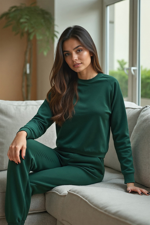 Vivisence 9004 bluza nierozpinana z okrągłym dekoltem zielony