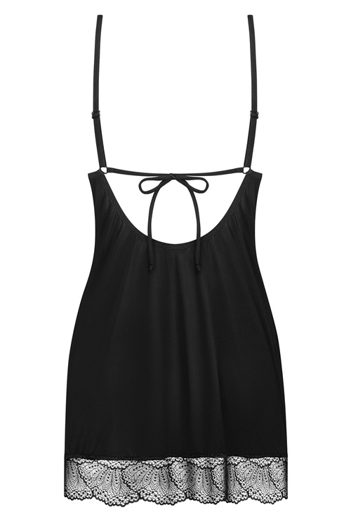 Komplet koszulka + stringi Obsessive Lobellis chemise & thong czarny