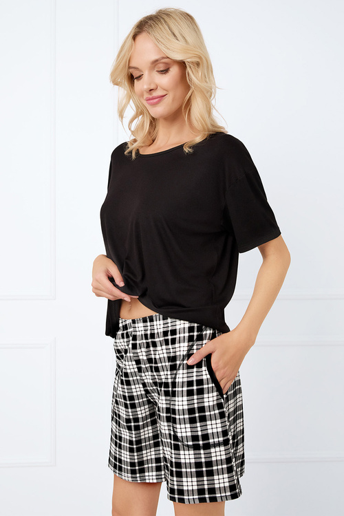 Piżama Italian Fashion Klara kr.r. kr.sp. czarny/druk