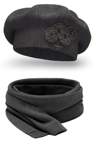Vivisence 7006Kmpl Komplet beret+szalik, ciemnoszary