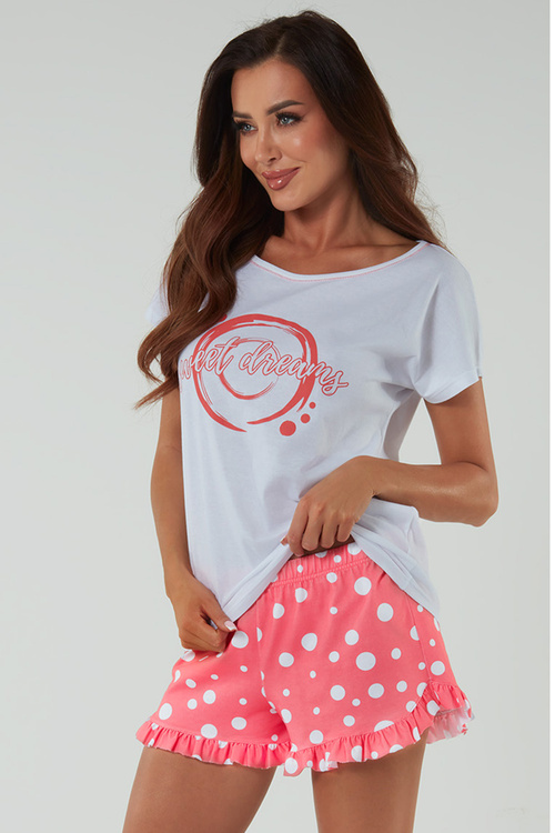 Piżama Italian Fashion Raba kr.r. kr.sp. biały/druk malina