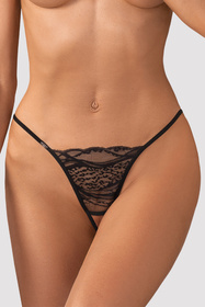Stringi otwarte Obsessive Bianca 2-pack crotchless thong czarny