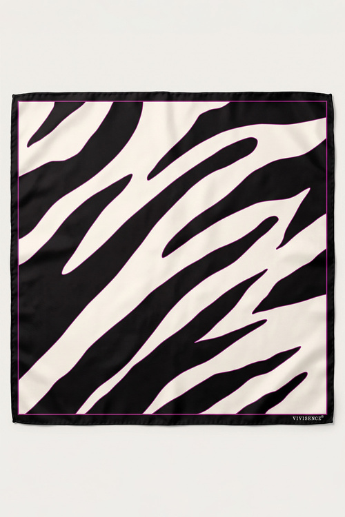 Vivisence S65-003 apaszka jedwabna ze zwierzęcym wzorem czarny/biały/zebra