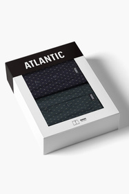 Atlantic 2MBX-096 bokserki luźne 2-pack z guzikiem, granat/zielony ciemny