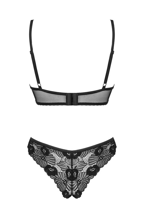 Nocna komplet biustonosz + figi Obsessive Serena Love 2-pcs set czarny