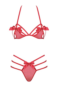 Obsessive Giftella set Nocna komplet biustonosz + stringi, czerwony