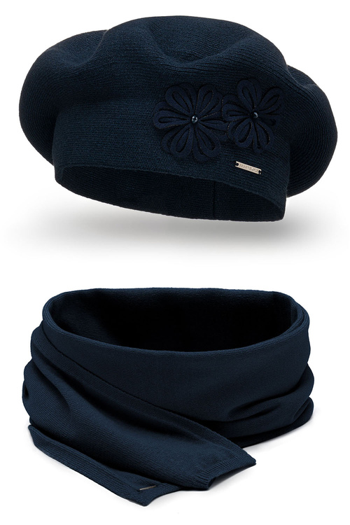 Vivisence 7007Kmpl Komplet beret+szalik, granatowy