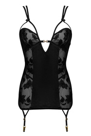 Beauty Night Xiomara BN6697 koszulka z koronką i troczkami black