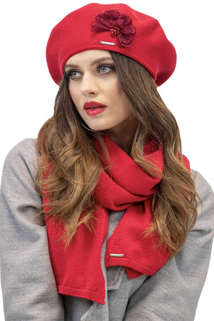 Vivisence 7036Kmpl Komplet beret+szalik, czerwony