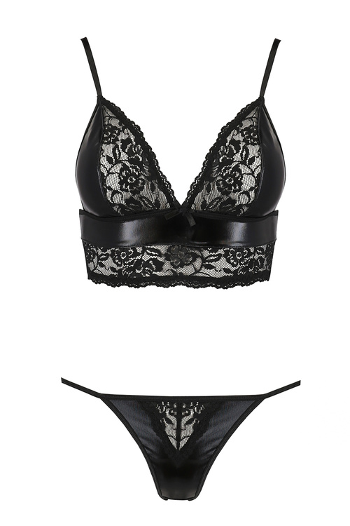Passion Asuna set Nocna komplet biustonosz + stringi, black