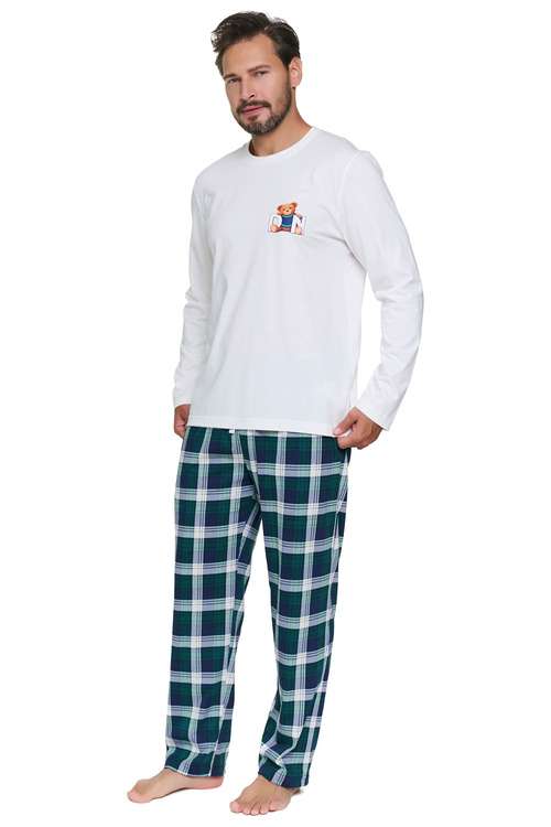 Doctor Nap PMB.7514 Piżama męska bawełniana z długim rękawem, teddy