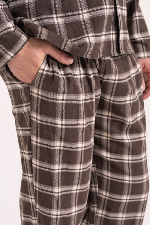 Moraj PDM5700-003 piżama flanelowa w kratę brown