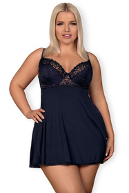 Obsessive Drimera Babydoll Nocna komplet koszulka + stringi, niebieski