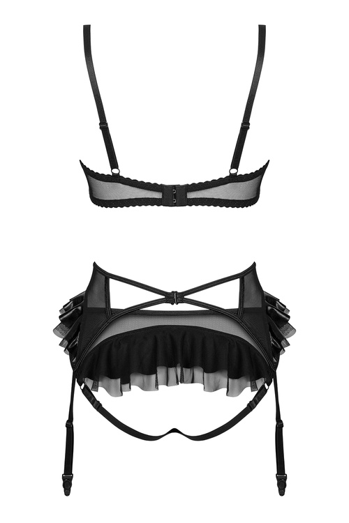 Komplet biustonosz + stringi + pas do pończoch Beauty Night Rafaella set BN6717 black