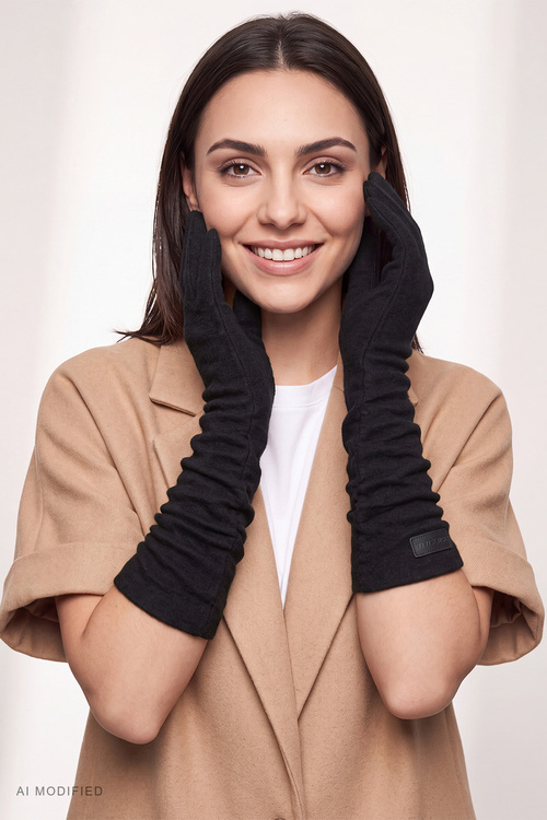 Vivisence 7226 długie rękawiczki dzianinowe damskie, black