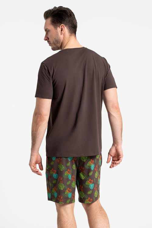Moraj PDM3700-004 piżama męska tropikalny wzór brown