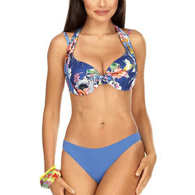 Lorin L2467/2 bikini z fiszbinami i gładkimi figami niebieski/kwiaty