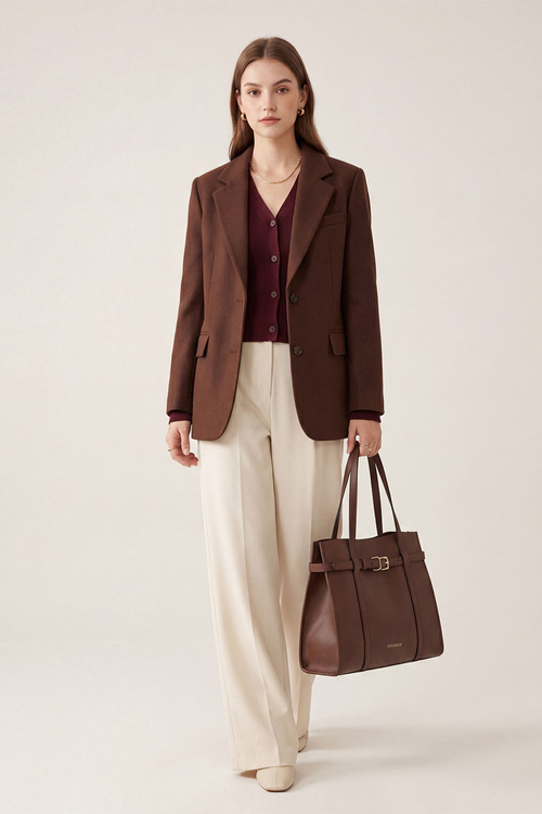 Vivisence T0037 torebka do ręki z odpinanym paskiem ciemny brązowy