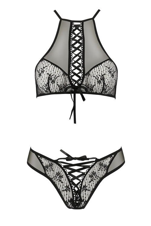 Passion Azalia set Nocna komplet biustonosz + stringi, black