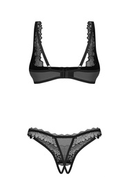 Komplet półbiustonosz + stringi Obsessive Deina More 2-pcs crotchless set black