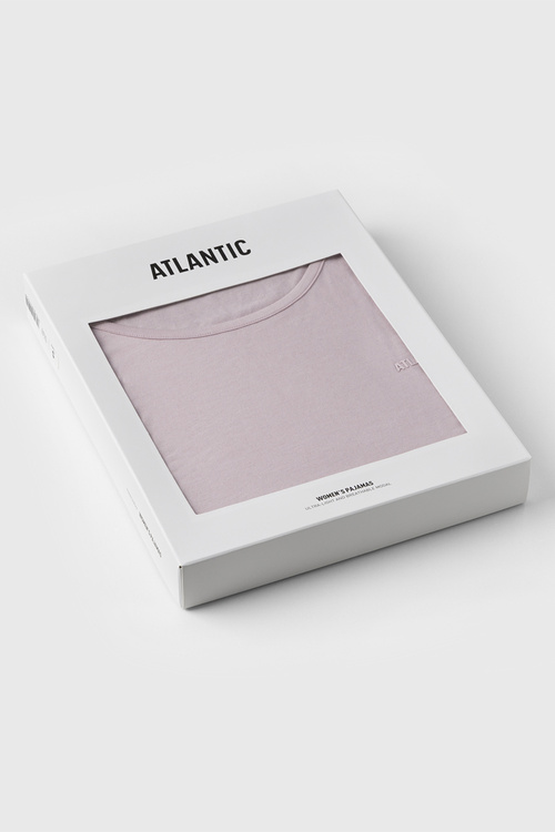 Atlantic NLP 512 piżama damska koszulka i szorty w kratkę pudrowy