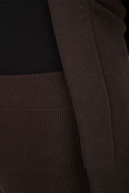 Vivisence 9207kmpl komplet bluza z kapturem, prążkowane legginsy brązowy